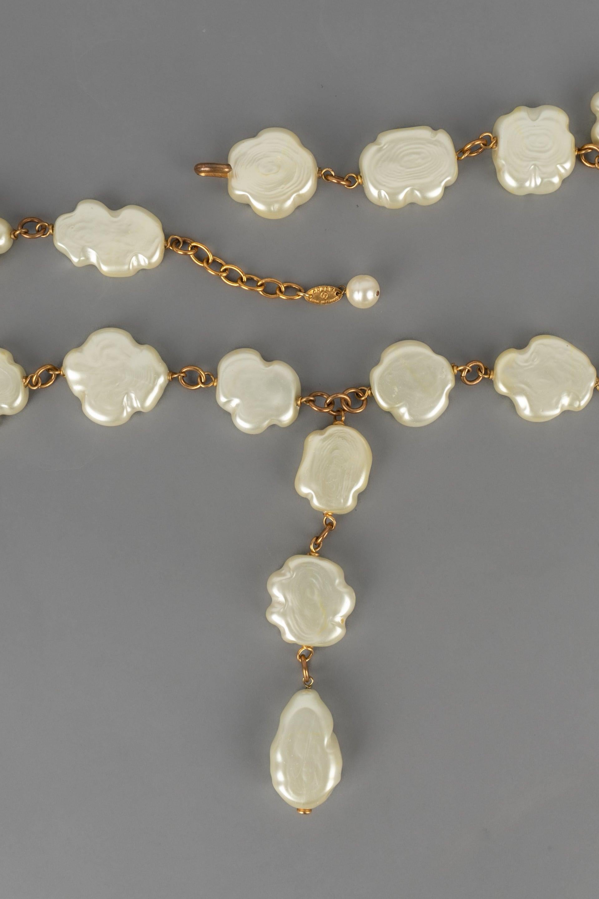 Women's Chanel Costume Pearl Necklace with a Baroque Design For Sale