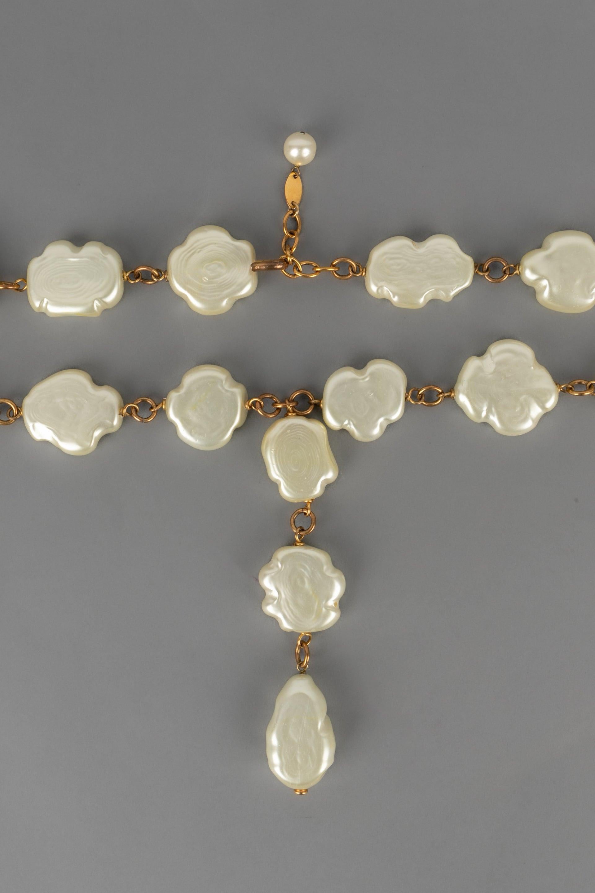 Chanel Costume Pearl Necklace with a Baroque Design For Sale 1
