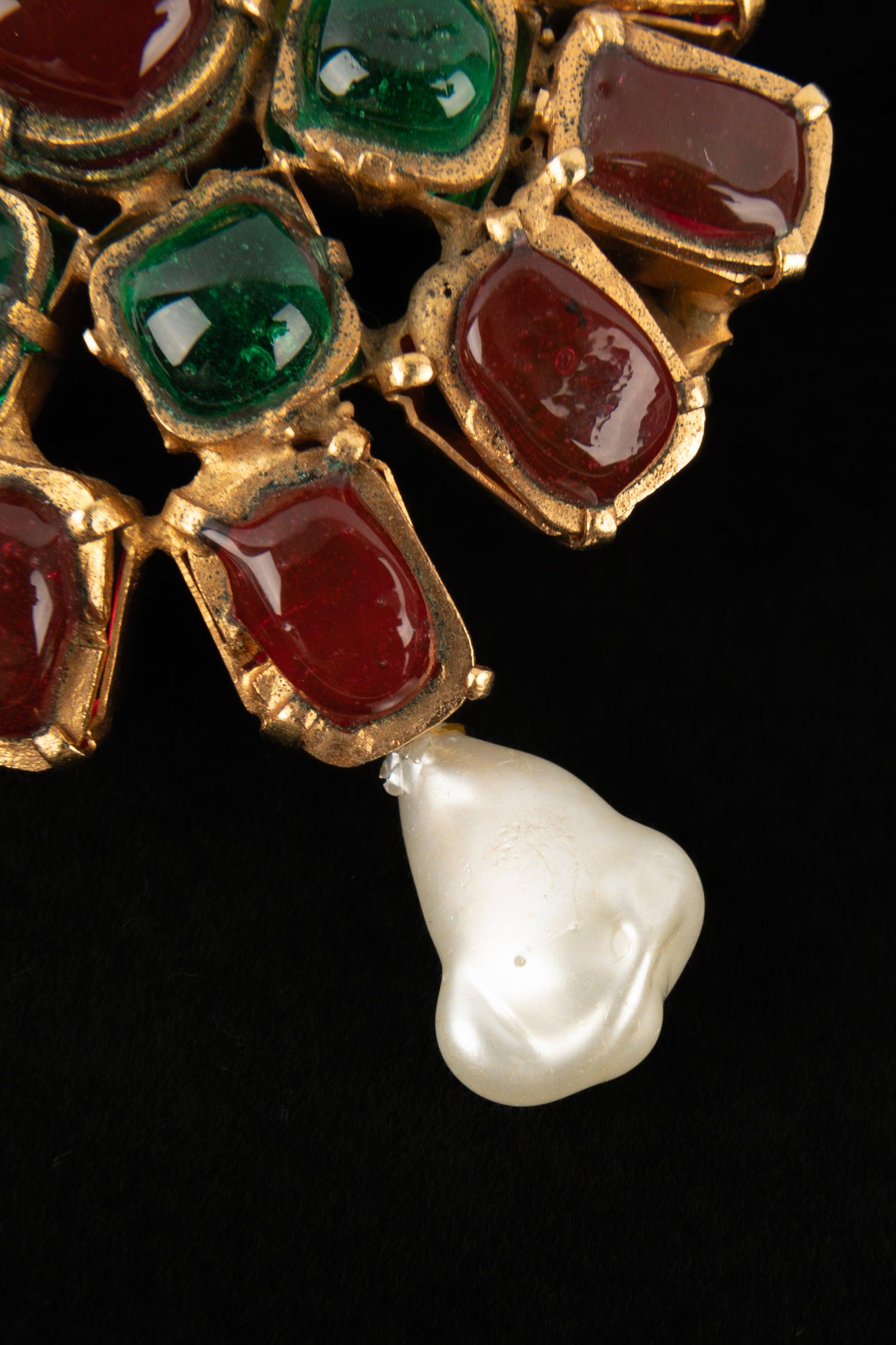 Chanel Costume Pearl Necklace with Pendant Brooch, 1984 For Sale 6