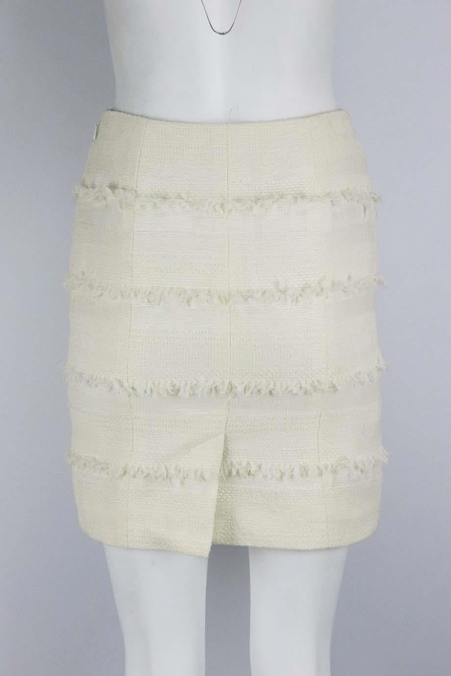 Gray Chanel Cotton Blend Tweed Mini Skirt FR 34 UK 6 