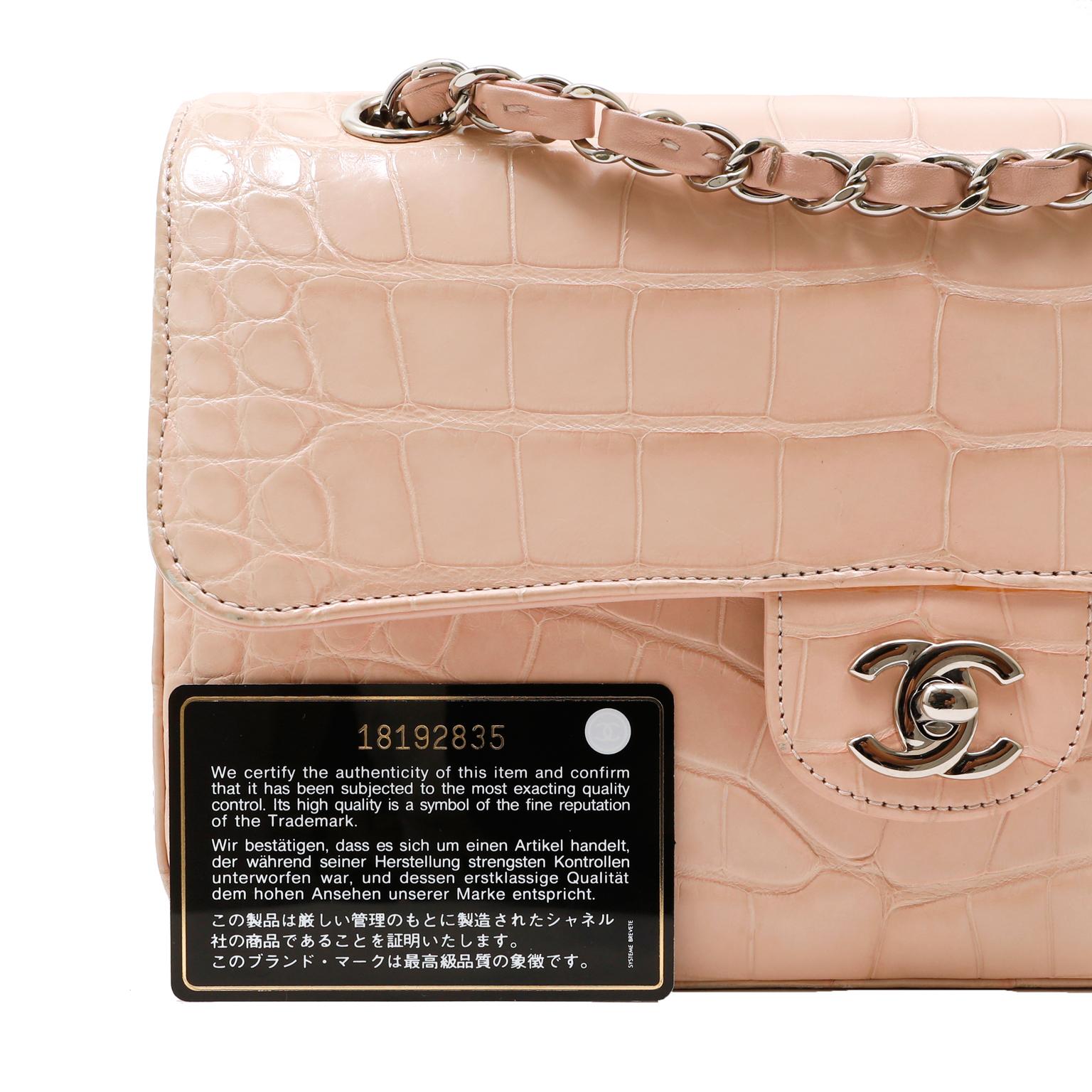 Women's Chanel Cotton Candy Crocodile Medium Classic Flap