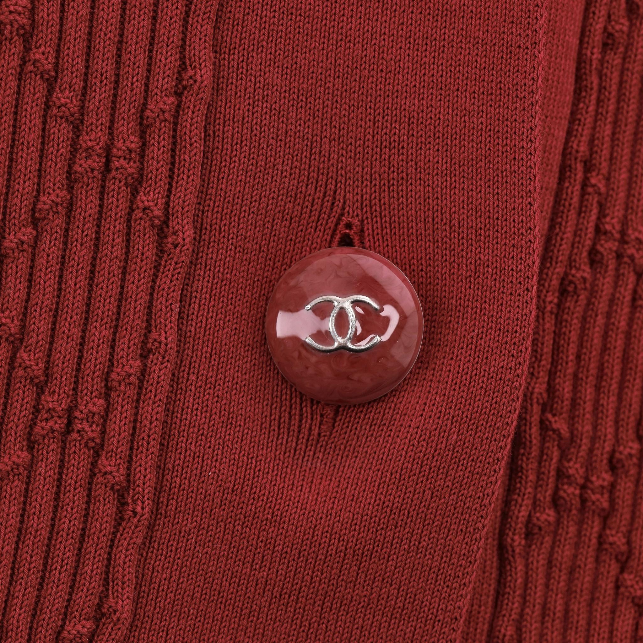 Women's Chanel Cotton Diamond Ribbed Cardigan With 'CC' Logo Buttons For Sale