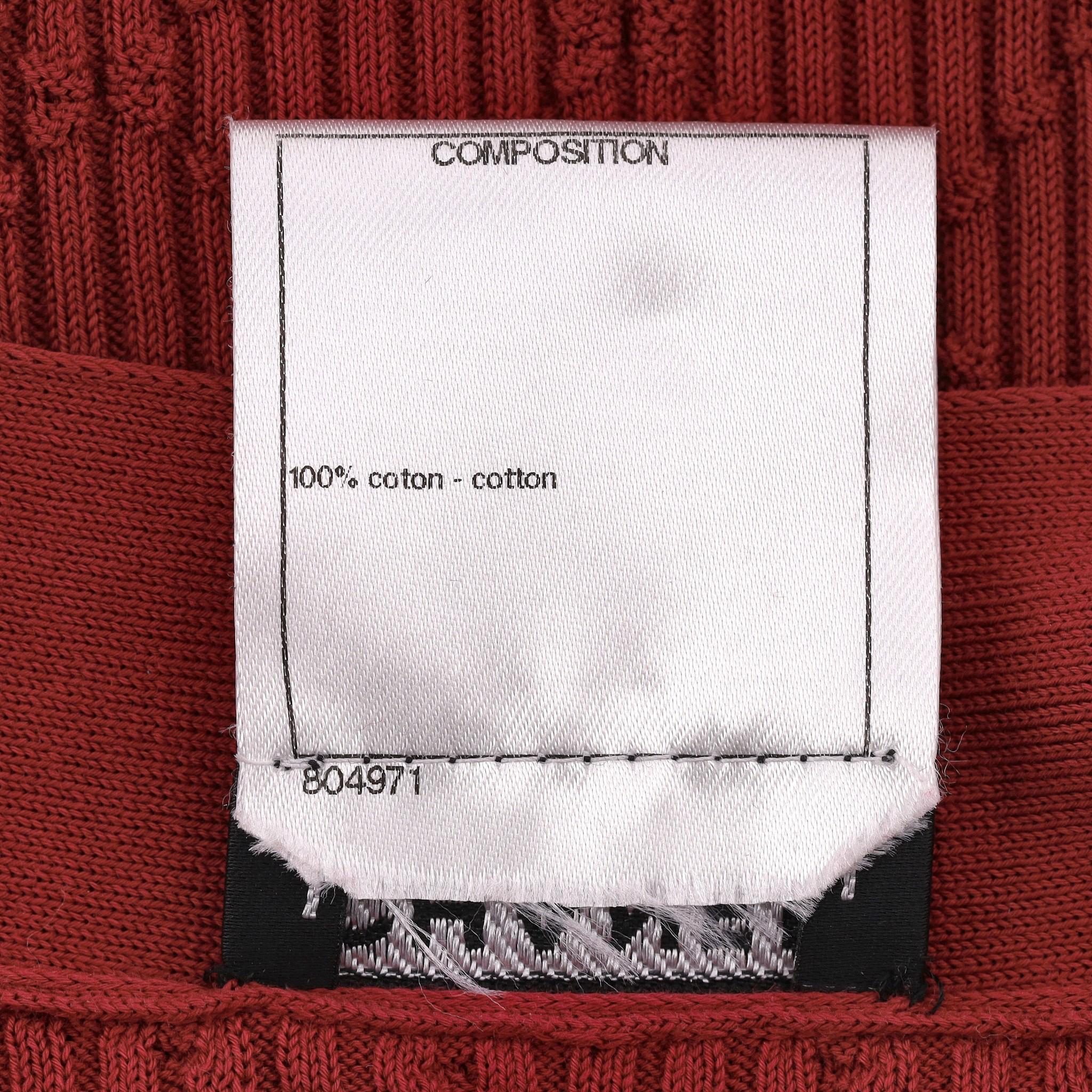 Chanel Cotton Diamond Ribbed Cardigan With 'CC' Logo Buttons For Sale 2