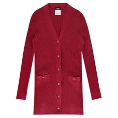 Chanel Cotton Diamond Ribbed Cardigan With 'CC' Logo Buttons