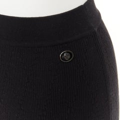CHANEL cotton diamond stitch knit cc resin logo button bodycon mini skirt FR34