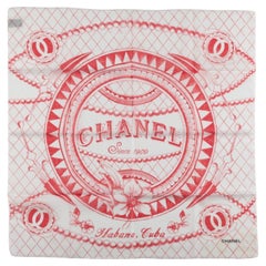 Chanel Cotton Havana Cuba Scarf White