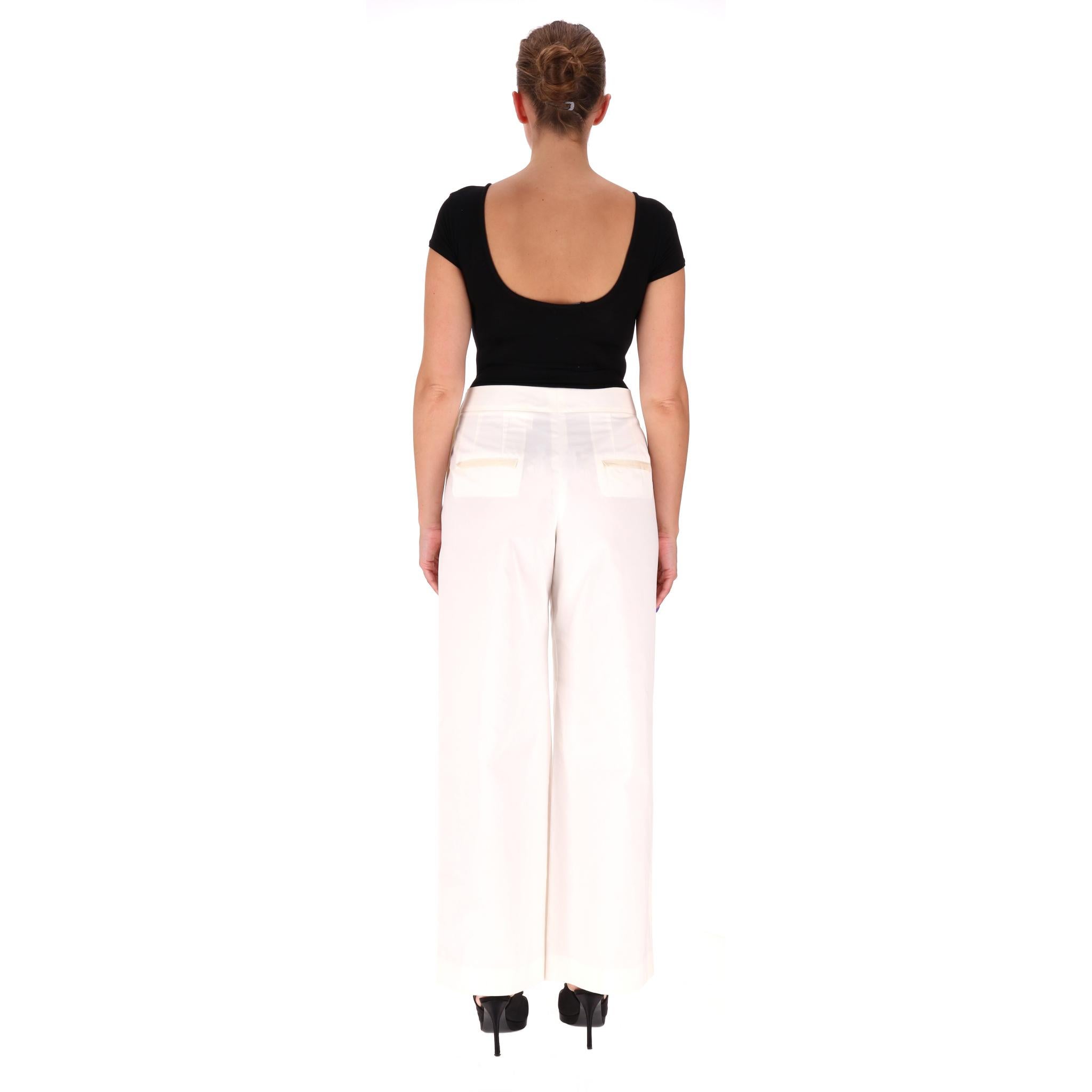 Chanel - Pantalon large en coton à taille haute Bon état - En vente à London, GB