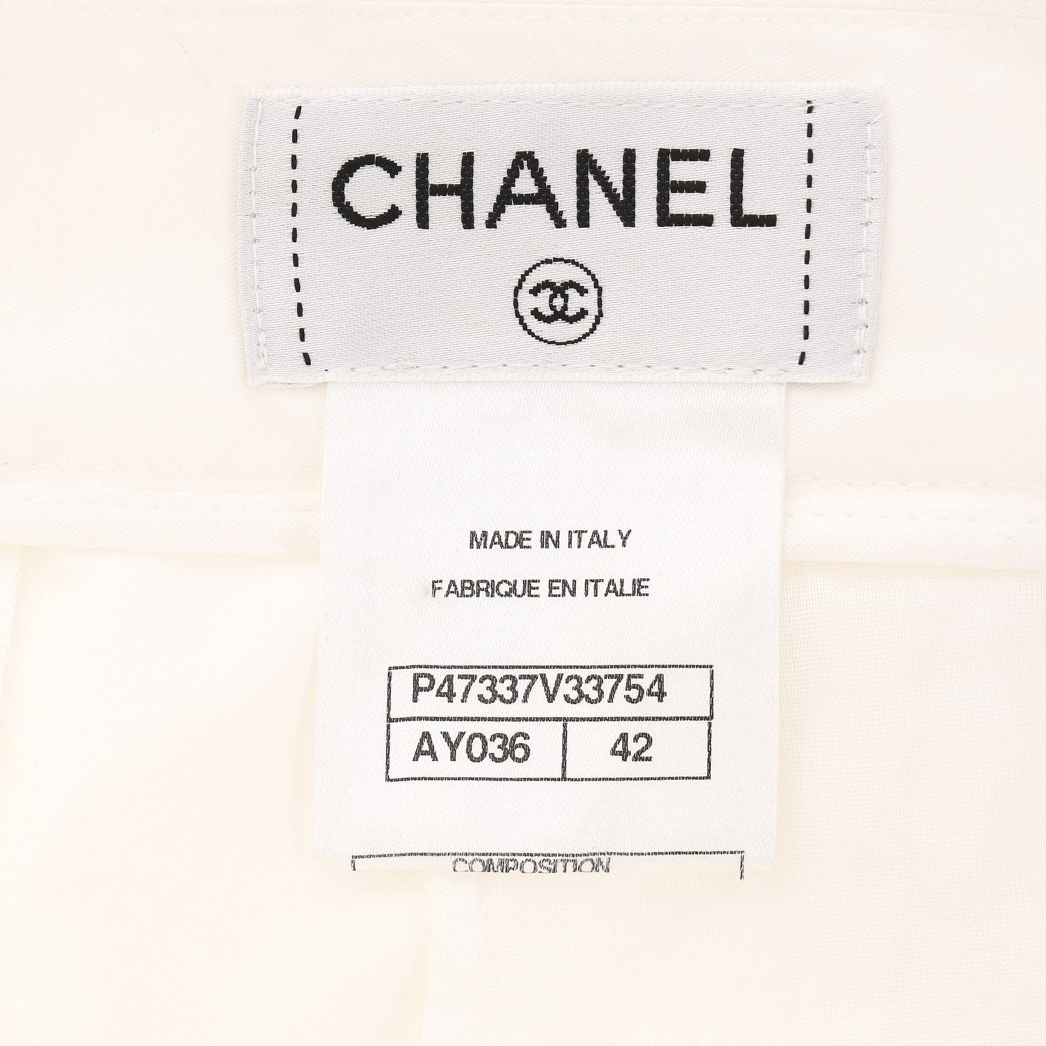 Chanel - Pantalon large en coton à taille haute en vente 2