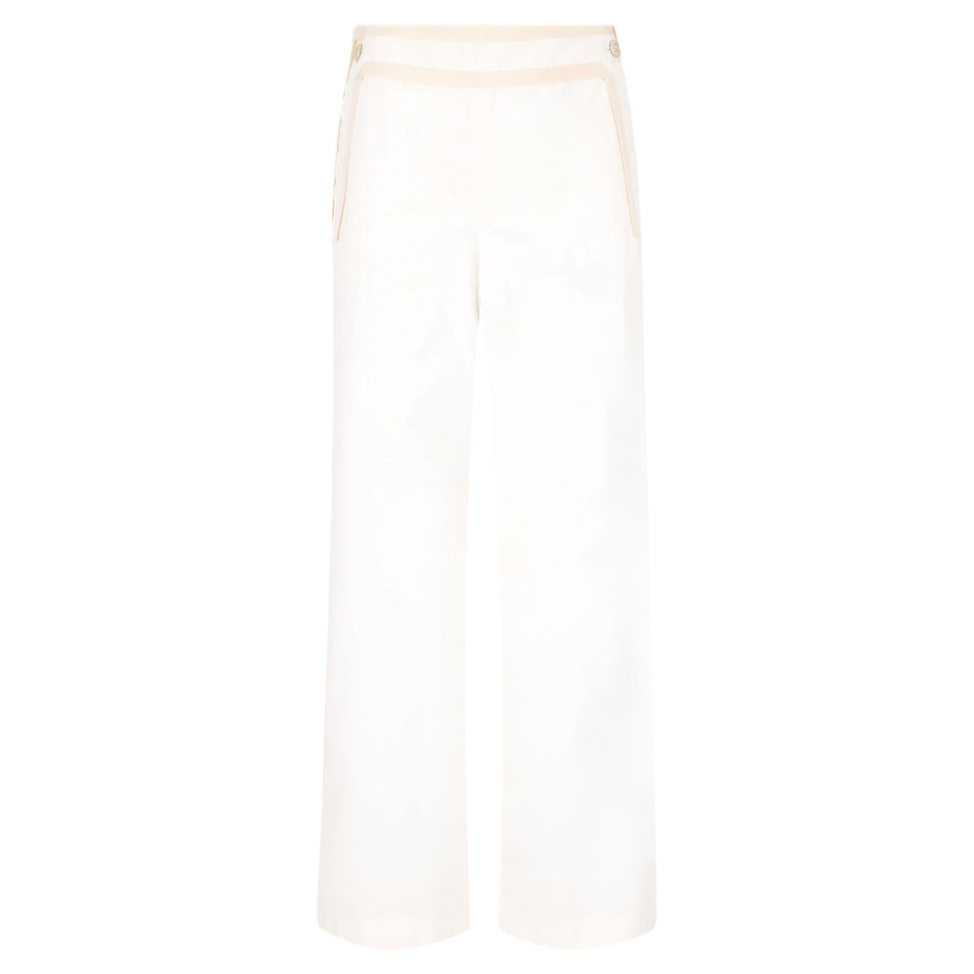 Chanel - Pantalon large en coton à taille haute