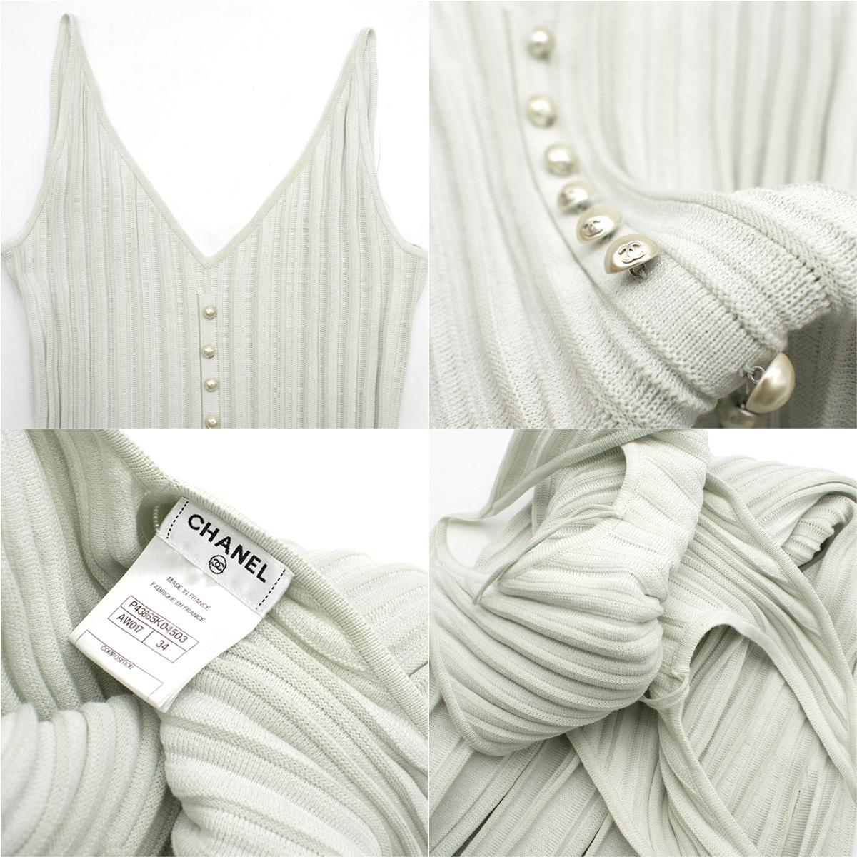Chanel Cotton-Knit Mint Dress & Cardigan Set SIZE 34 FR 1