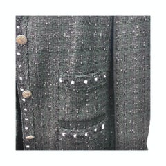 Chanel Cotton/Rayon Black and Dark Green with Multi-Colours Tweed Jacket