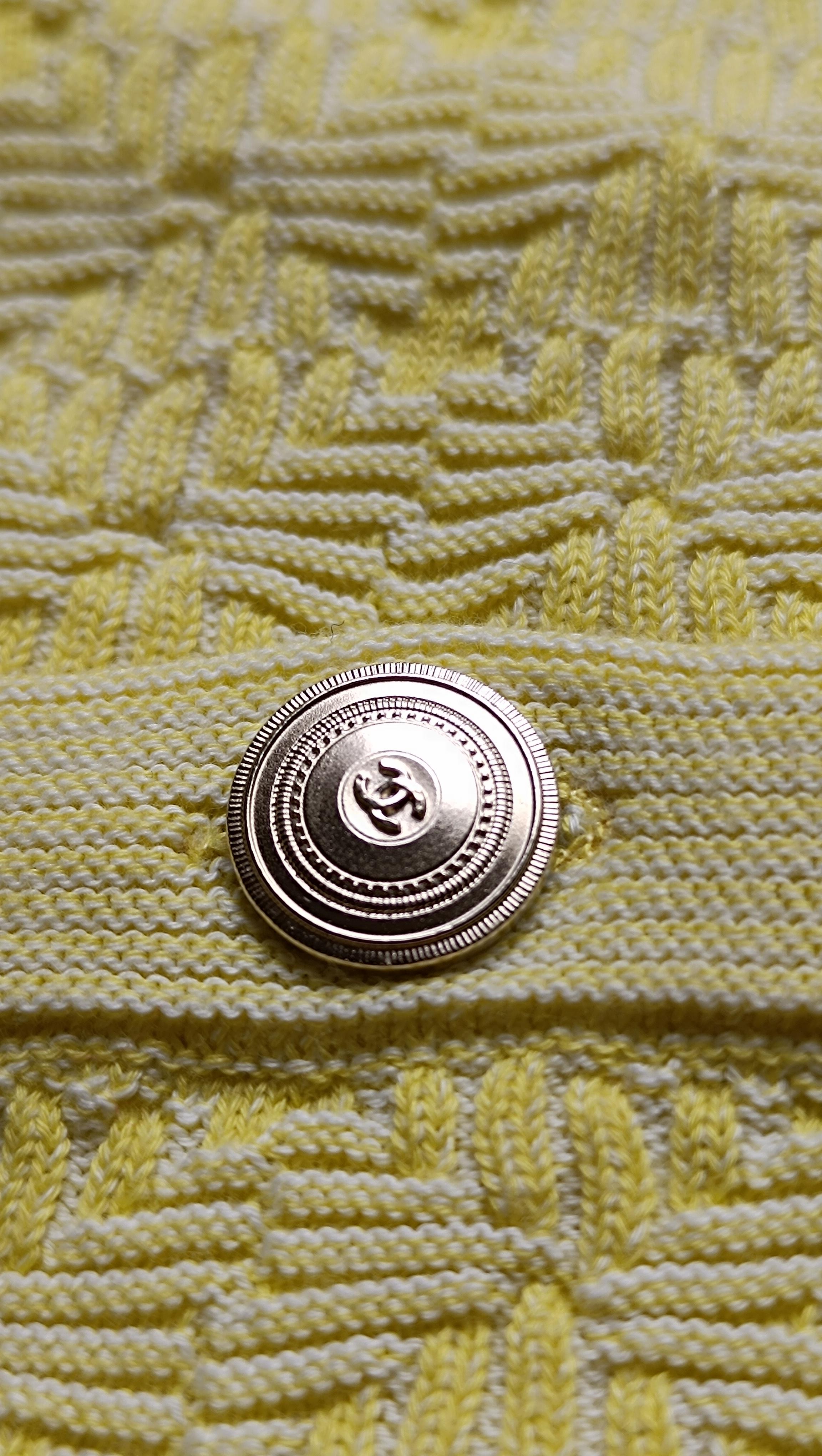 Chanel Cotton Skirt Suit Yellow For Sale 8