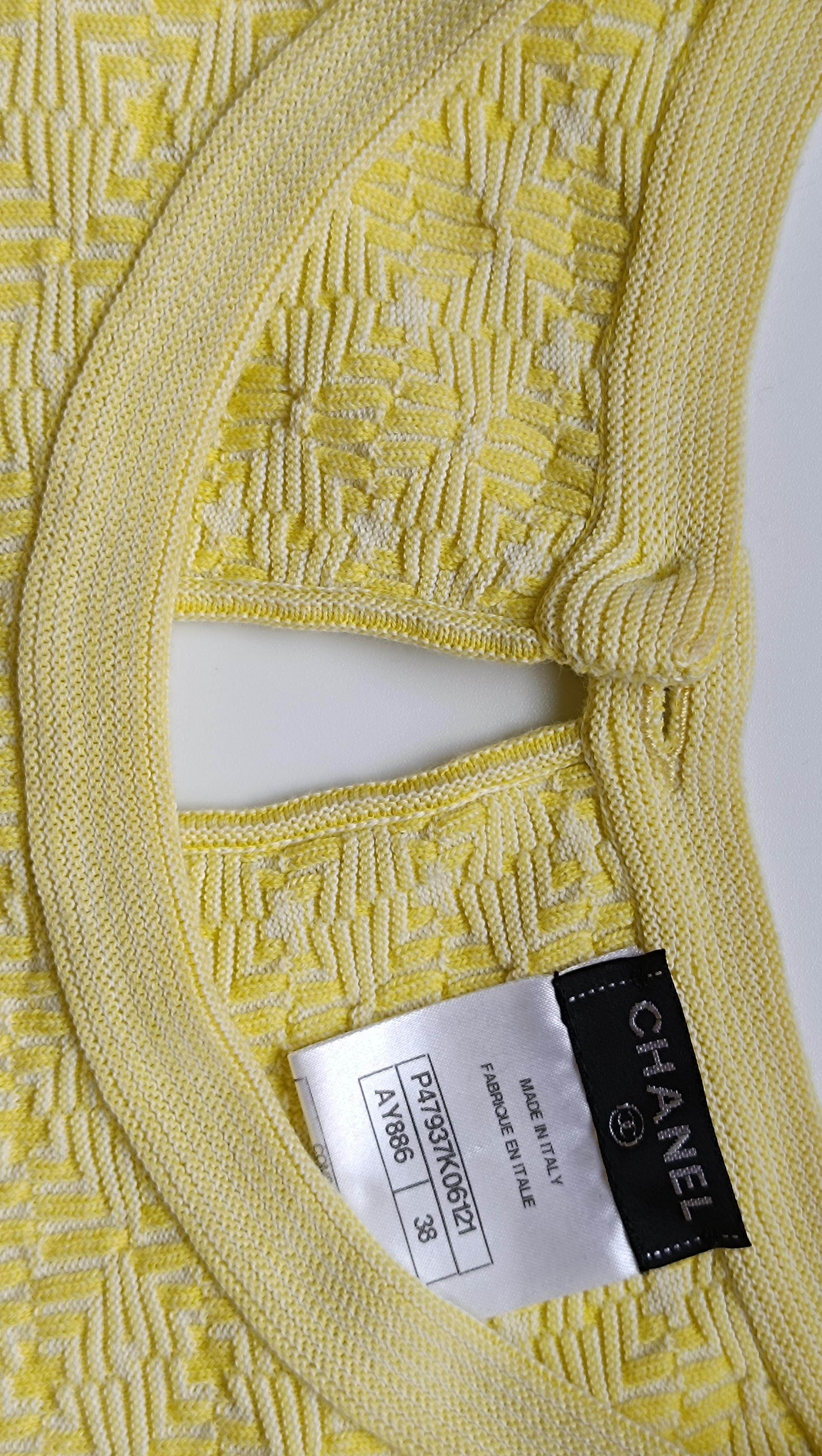 Chanel Cotton Skirt Suit Yellow For Sale 9