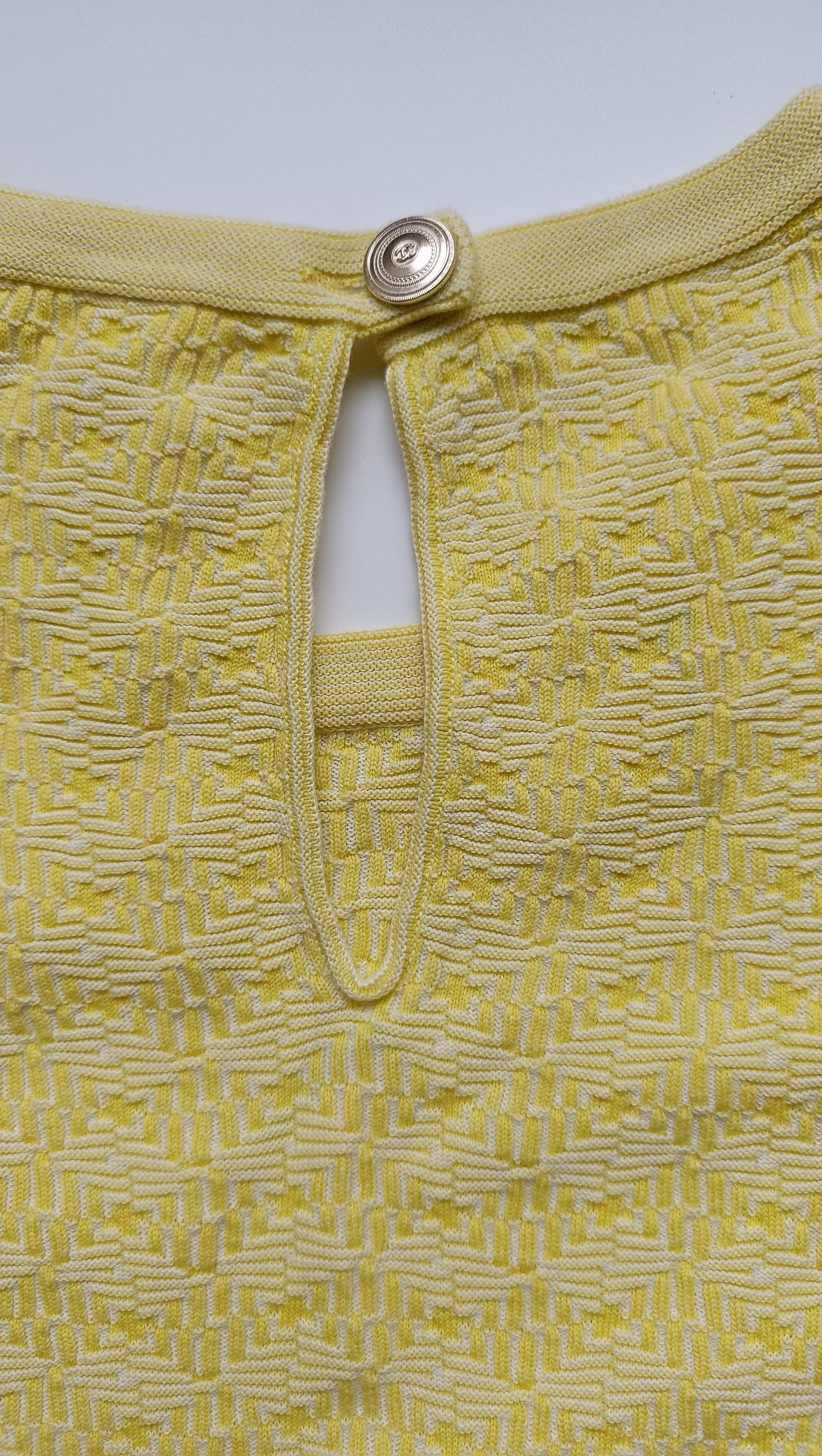 Chanel Cotton Skirt Suit Yellow For Sale 10