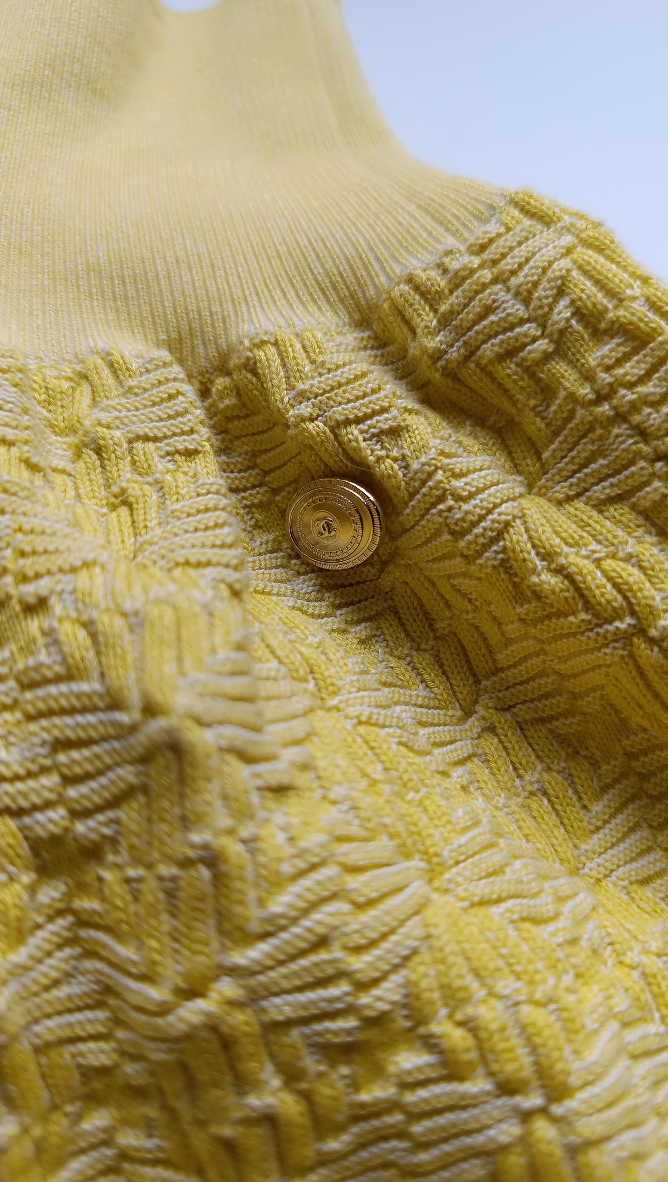 Chanel Cotton Skirt Suit Yellow For Sale 11