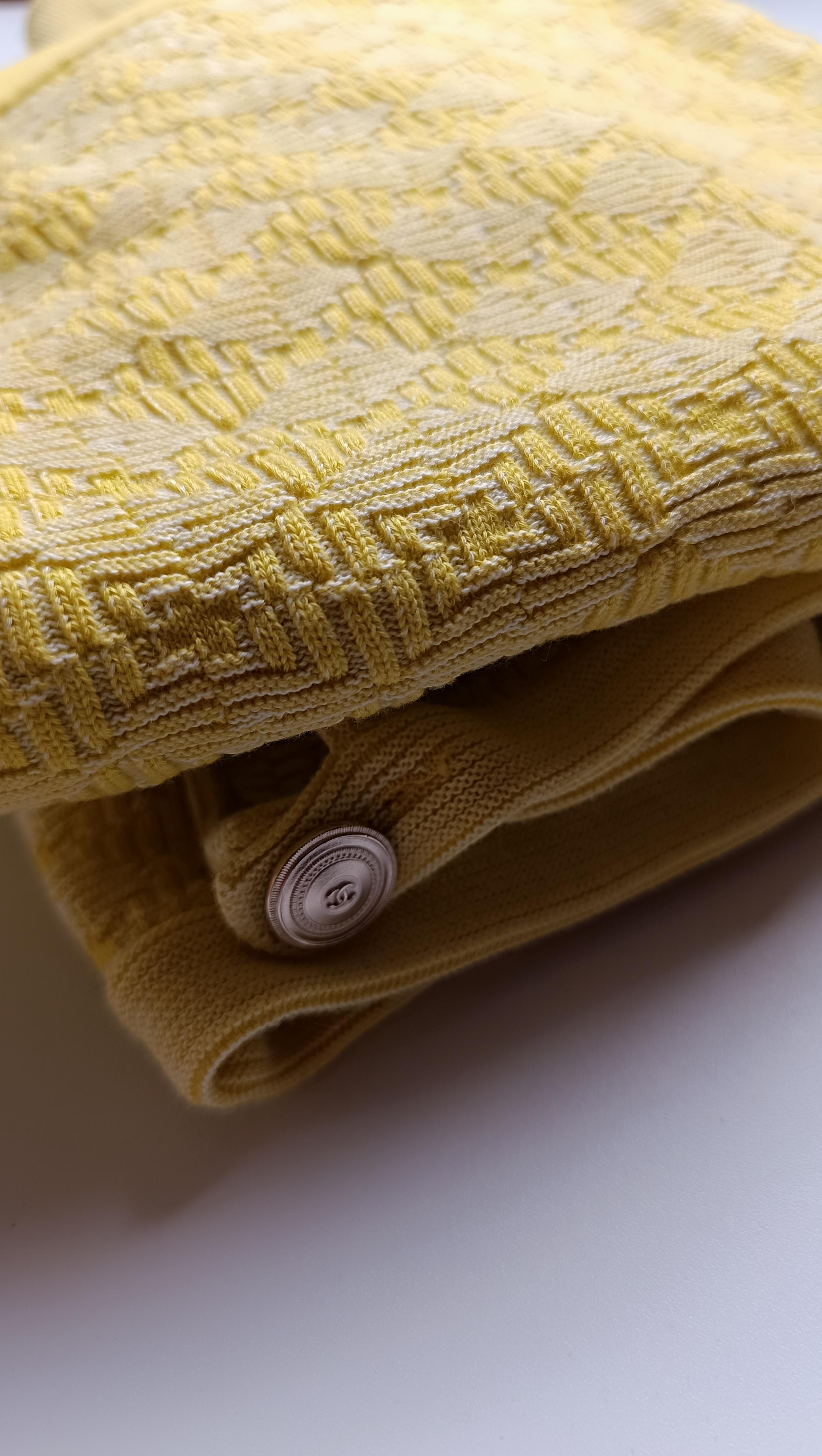 Chanel Cotton Skirt Suit Yellow For Sale 12