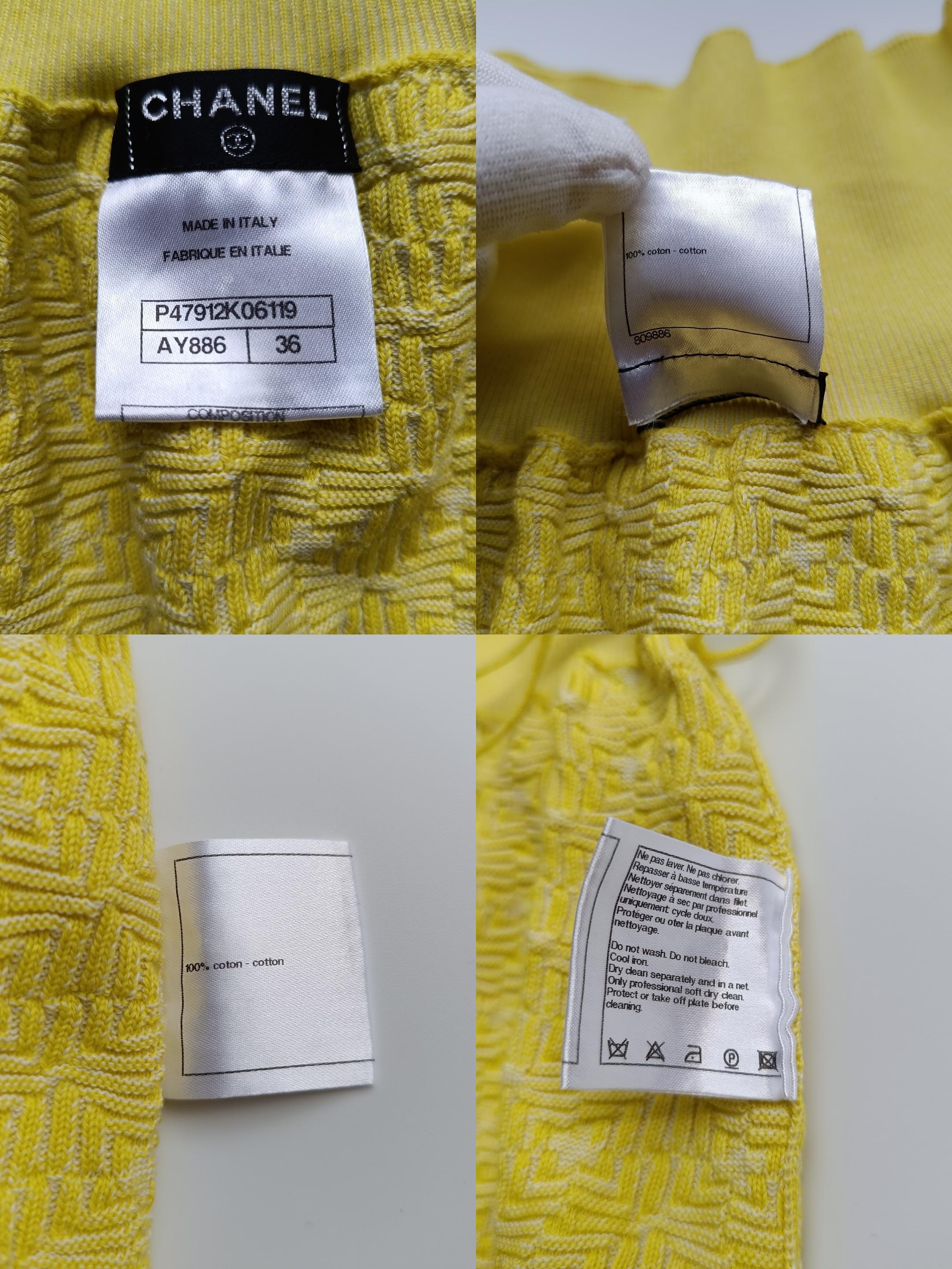 Chanel Cotton Skirt Suit Yellow For Sale 13