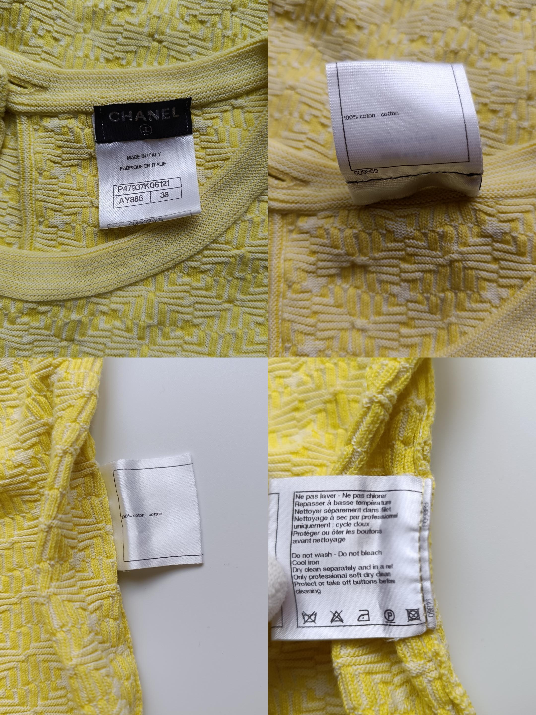 Chanel Cotton Skirt Suit Yellow For Sale 14
