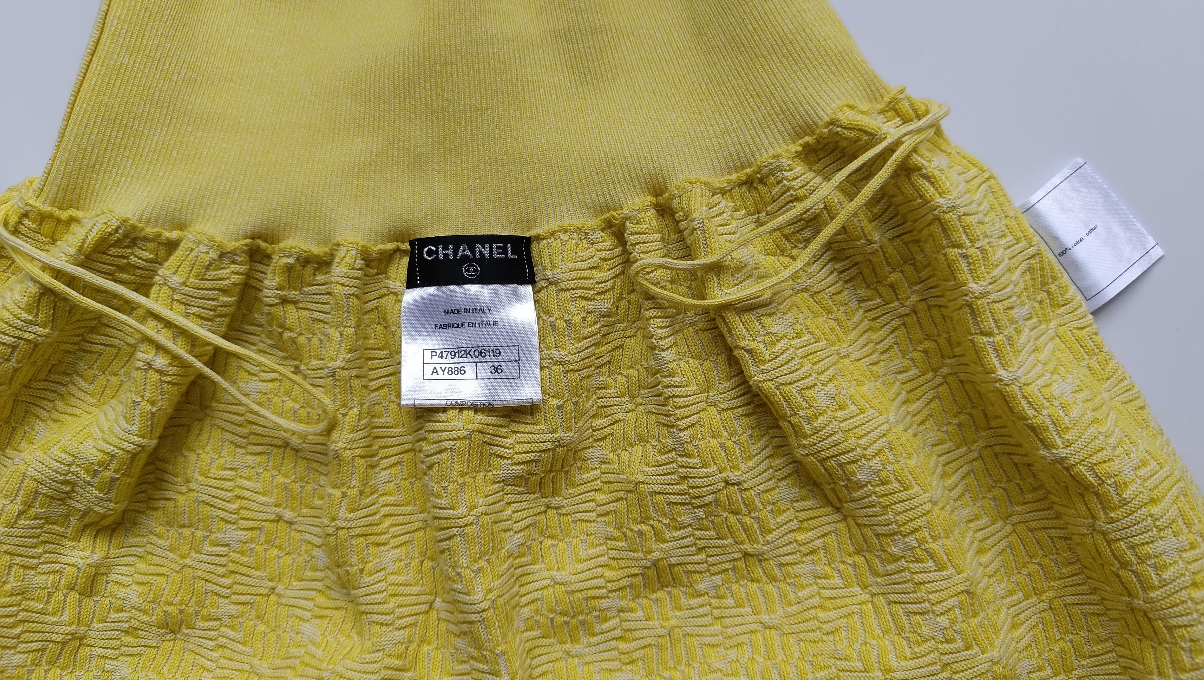 Chanel Cotton Skirt Suit Yellow For Sale 15