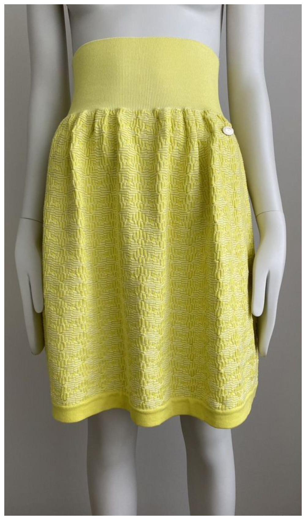 Women's Chanel Cotton Skirt Suit Yellow For Sale