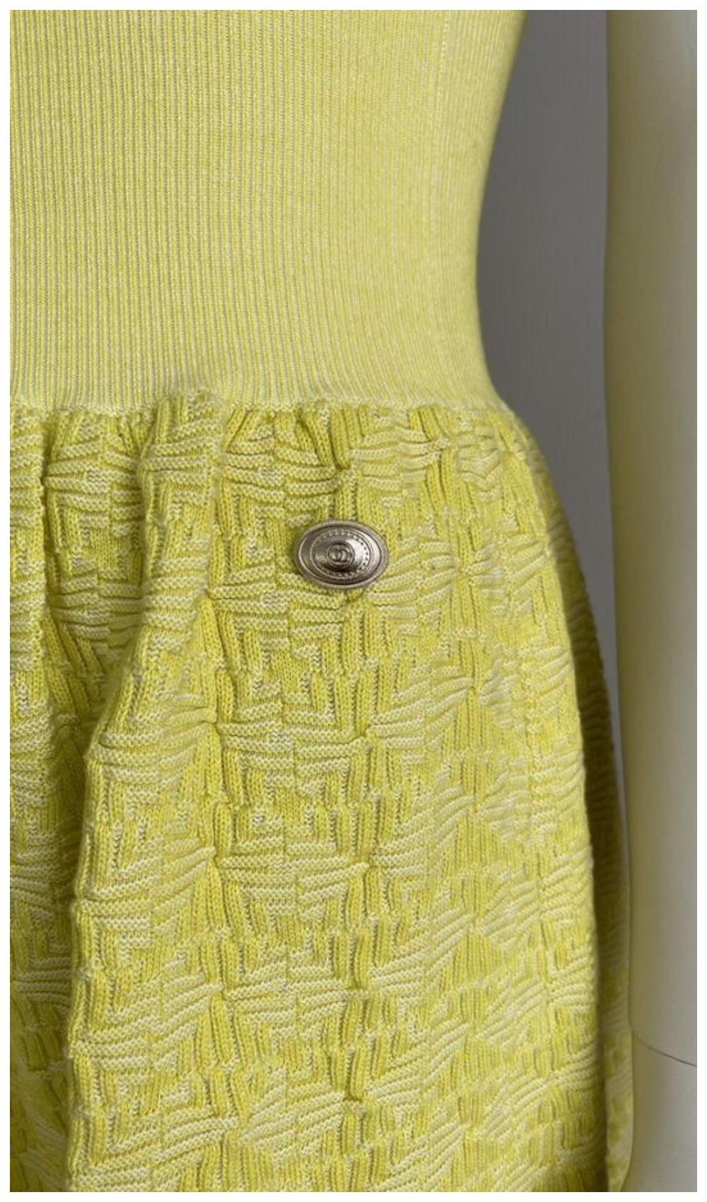 Chanel Cotton Skirt Suit Yellow For Sale 1