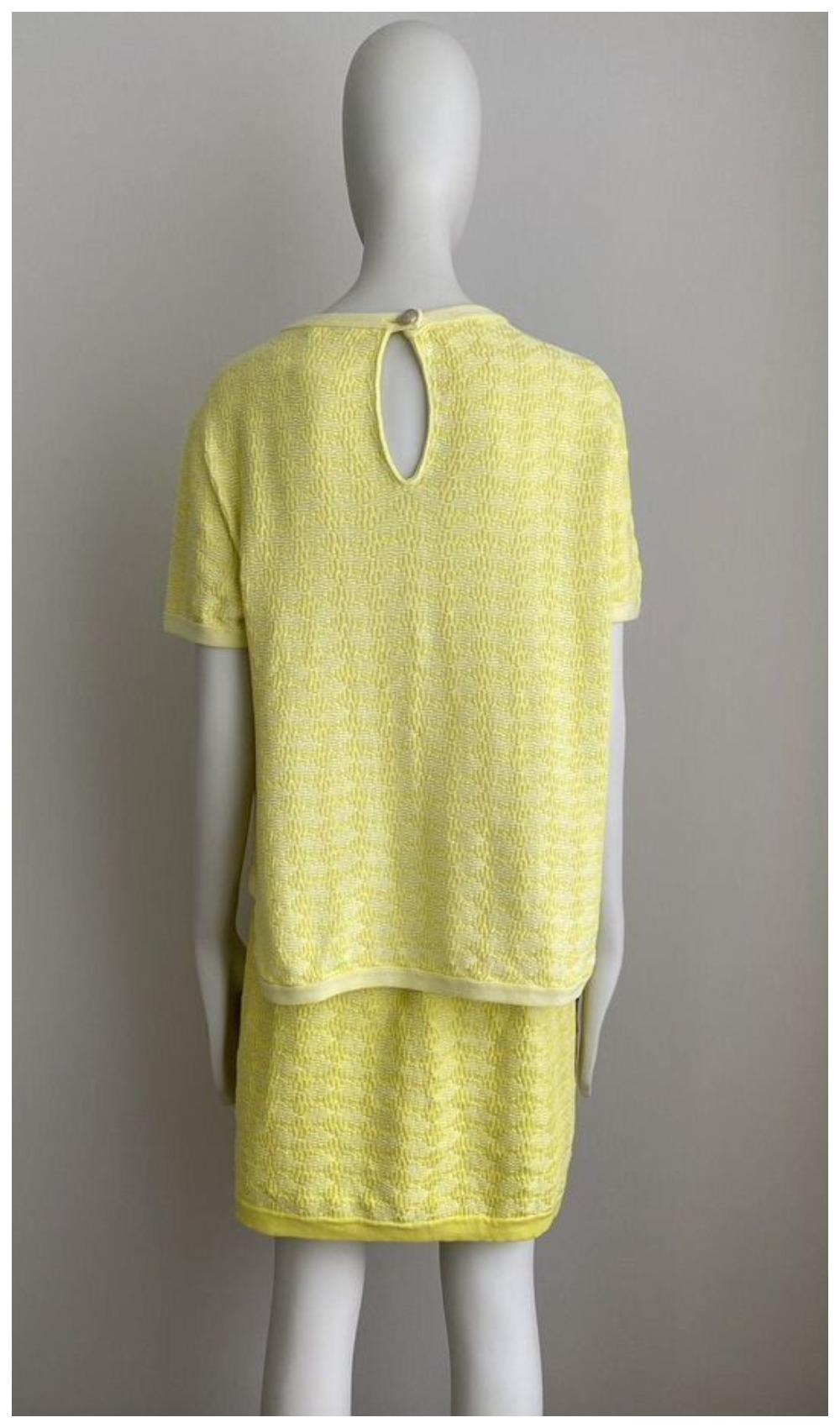 Chanel Cotton Skirt Suit Yellow For Sale 2