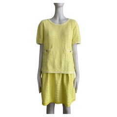 Chanel Traje Falda Algodón Amarillo