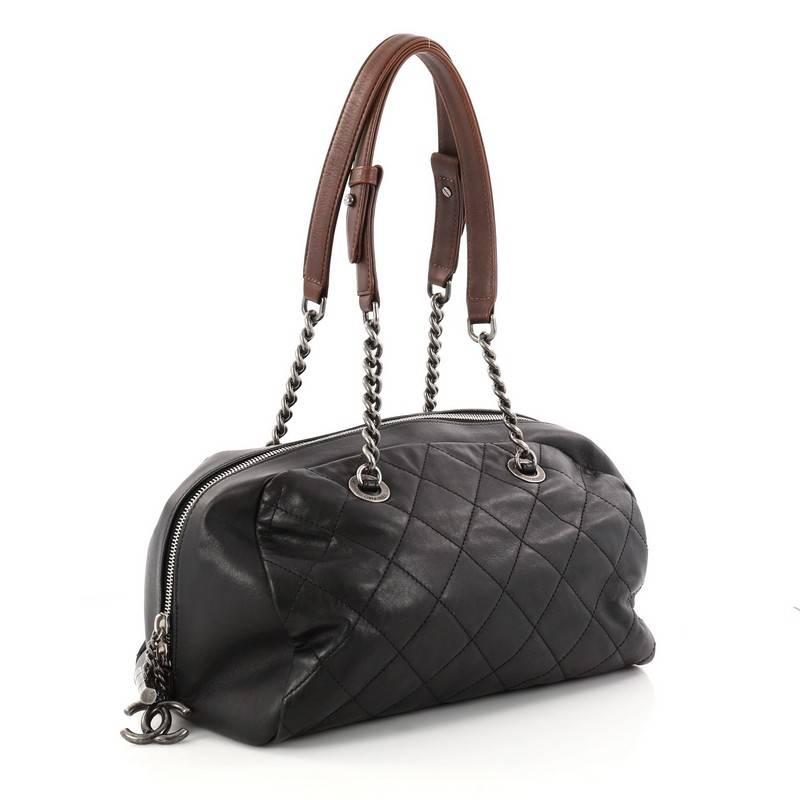 Black Chanel Country Chic Bowler Quilted Leather Medium
