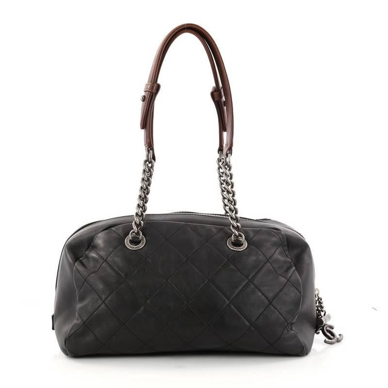 Chanel Country Chic Bowler Quilted Leather Medium In Good Condition In NY, NY