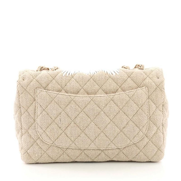 Chanel Country Coco Flap Bag Floral Embroidered Quilted Raffia Jumbo