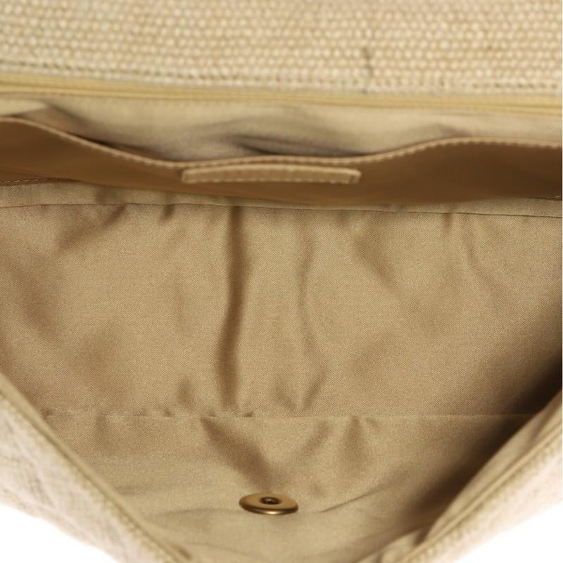 Beige Chanel Country Coco Flap Bag Floral Embroidered Quilted Raffia Jumbo