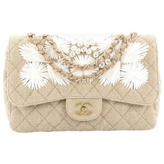 Chanel Country Coco Flap Bag Floral Embroidered Quilted Raffia Jumbo