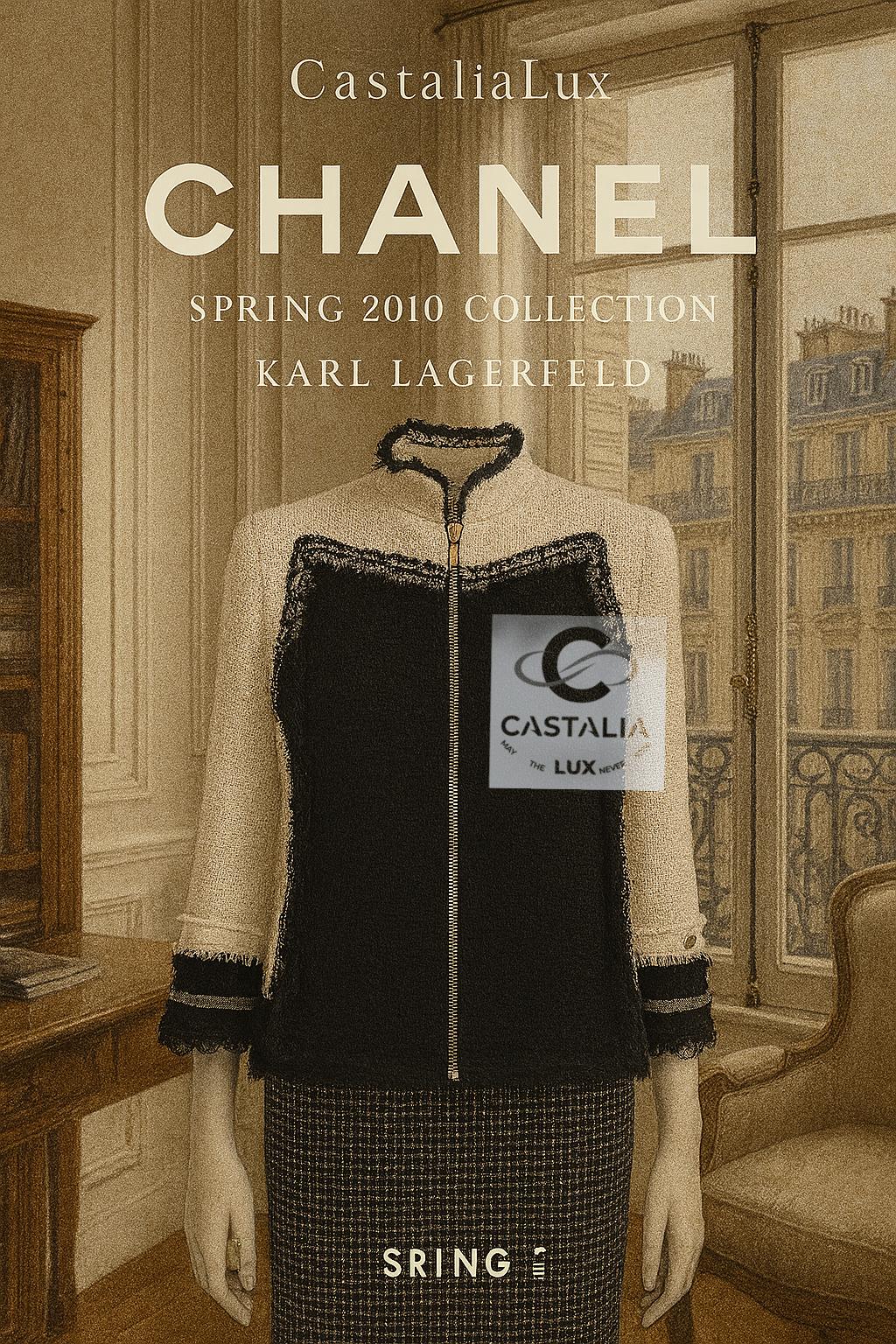 Chanel Country Coquette Monochrome Tweed Jacket 38 FR In New Condition For Sale In Dubai, AE