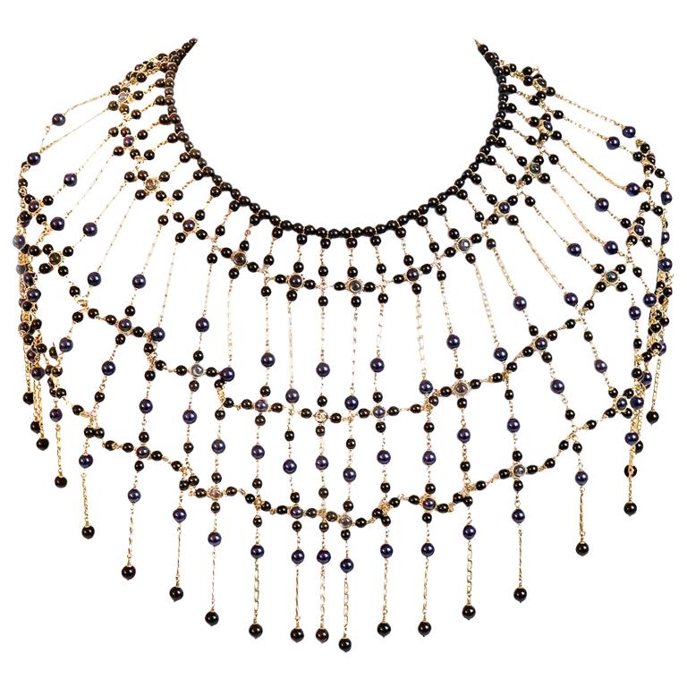 Chanel Breastplate Black Beads