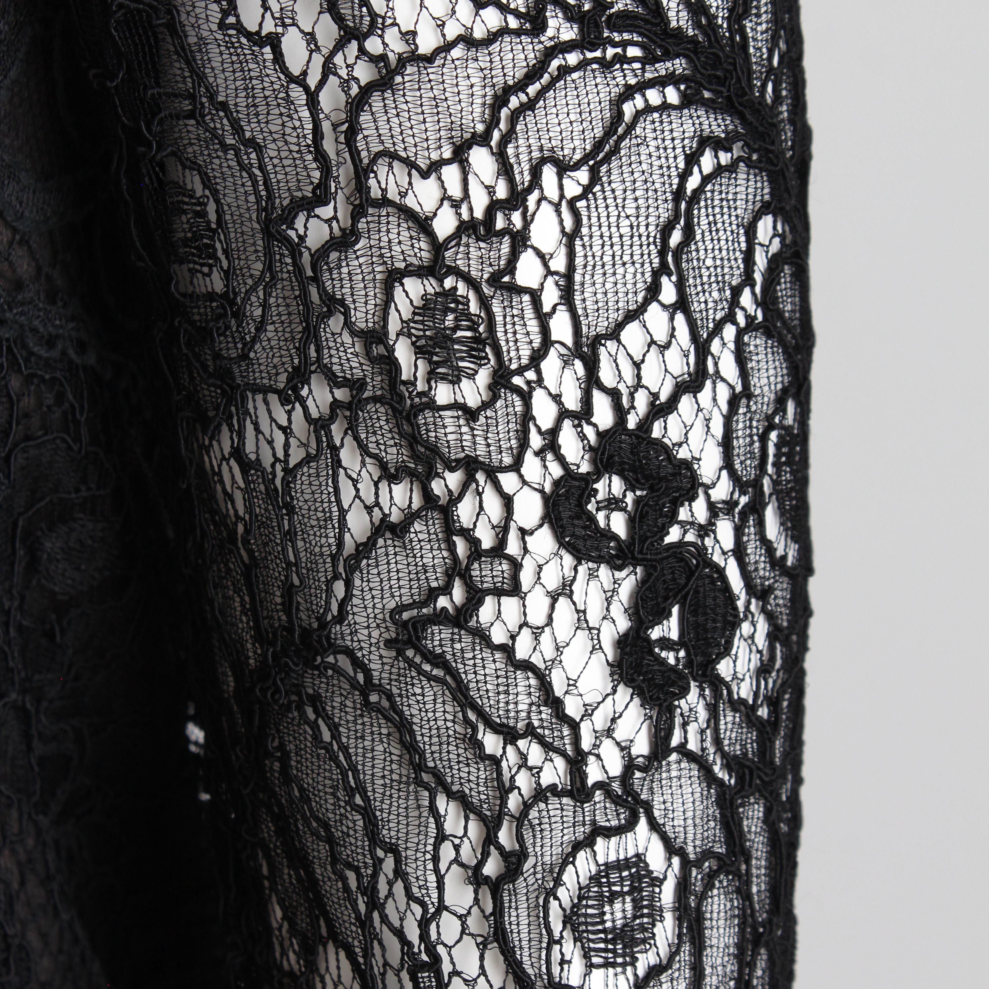 Chanel Couture Cocktail Dress Black Silk Guipure Lace Floral Numbered Vintage  For Sale 6