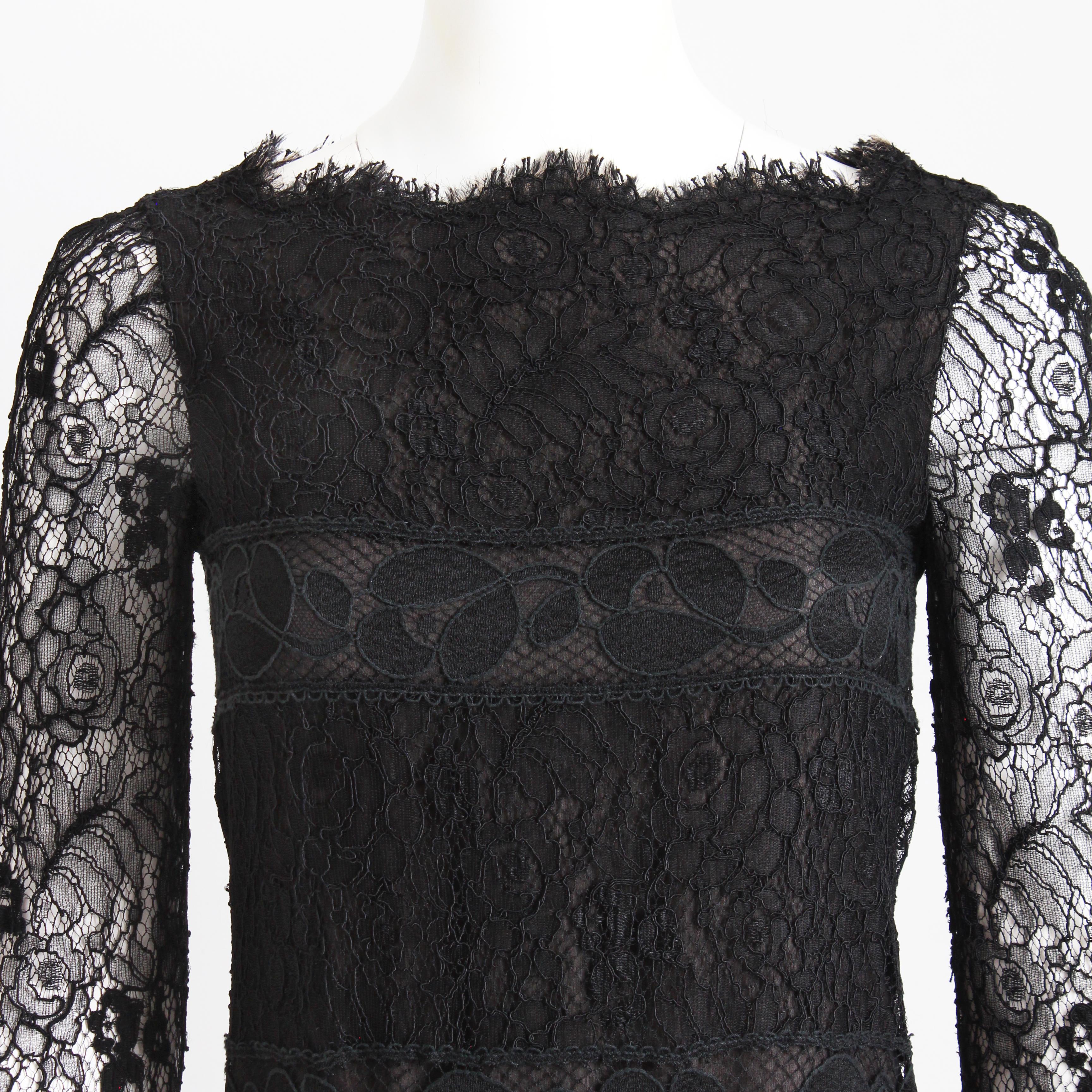 Women's Chanel Couture Cocktail Dress Black Silk Guipure Lace Floral Numbered Vintage  For Sale