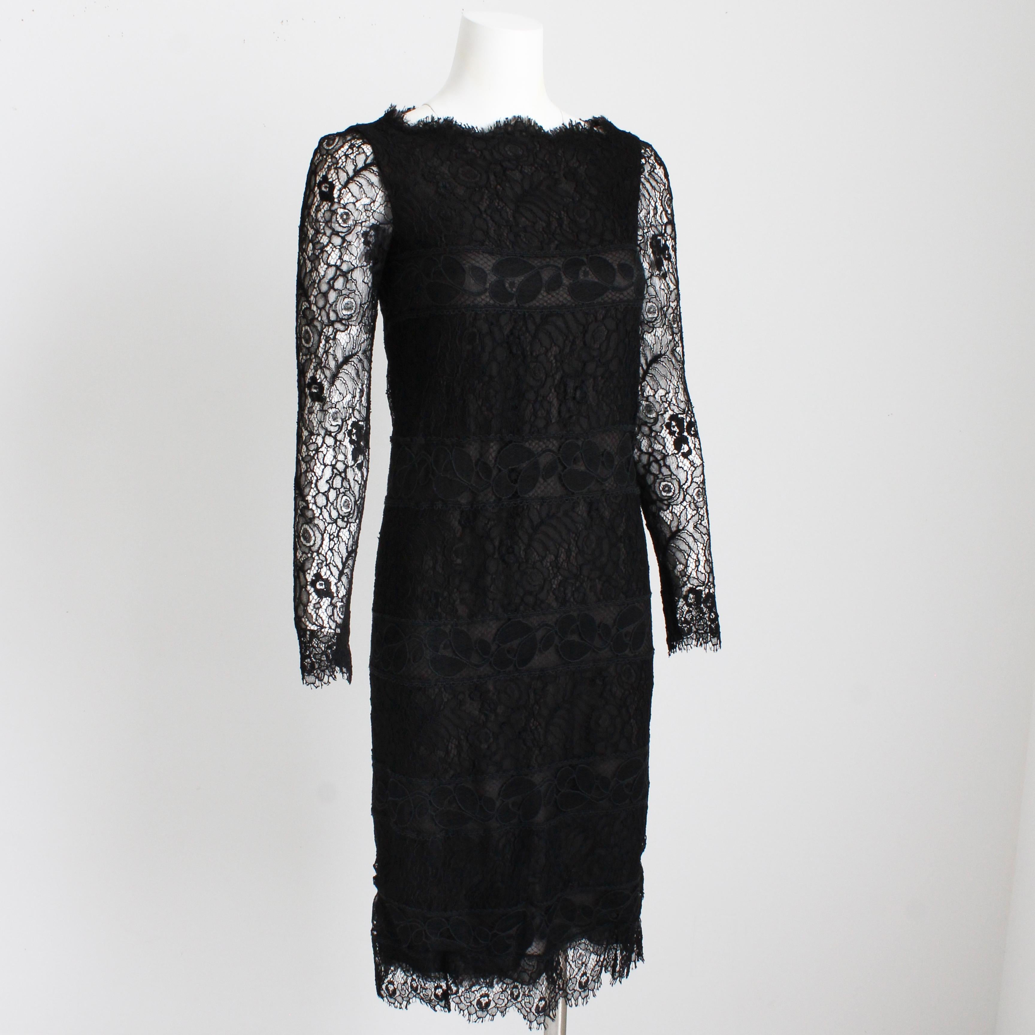 Chanel Couture Cocktail Dress Black Silk Guipure Lace Floral Numbered Vintage  For Sale 1
