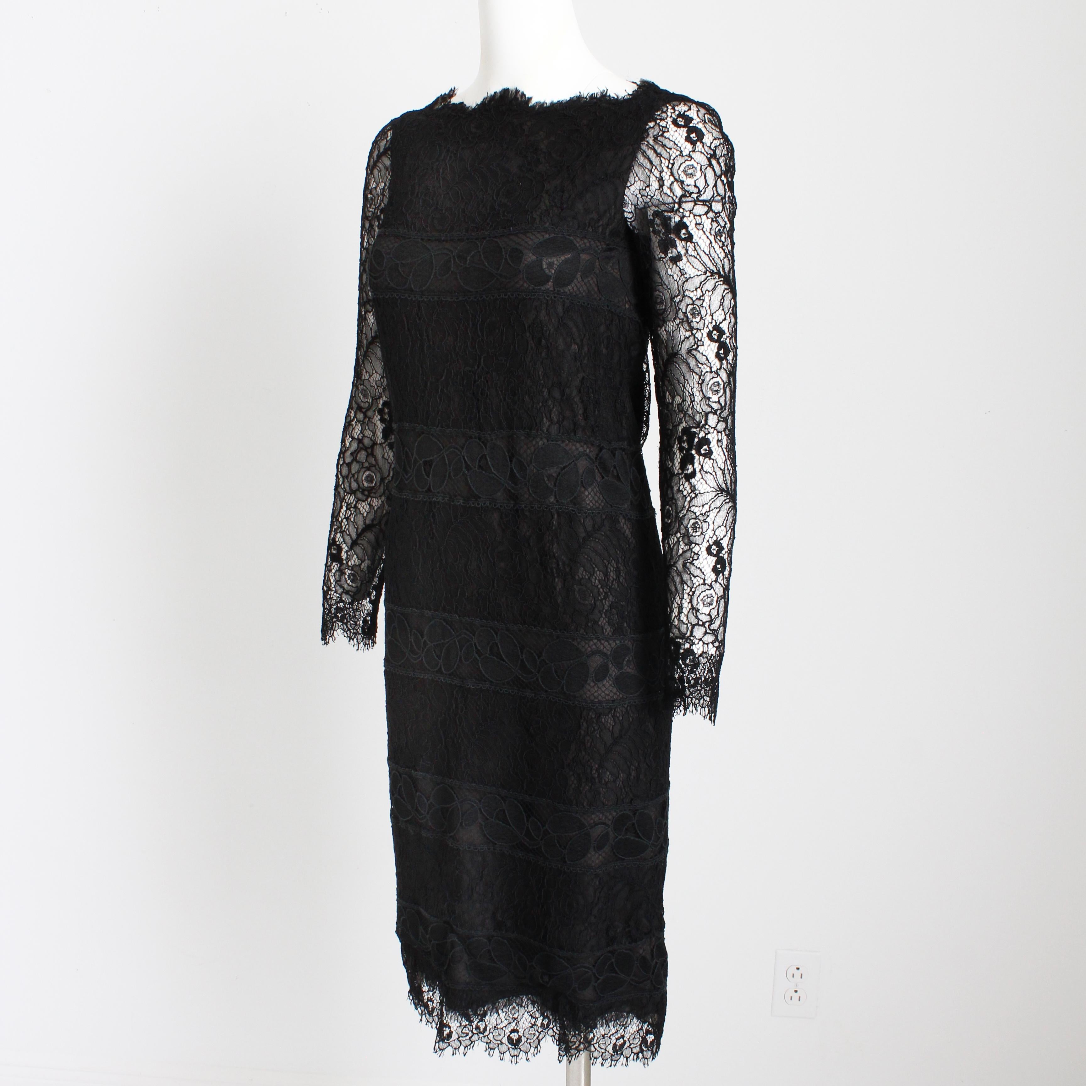 Chanel Couture Cocktail Dress Black Silk Guipure Lace Floral Numbered Vintage  For Sale 2