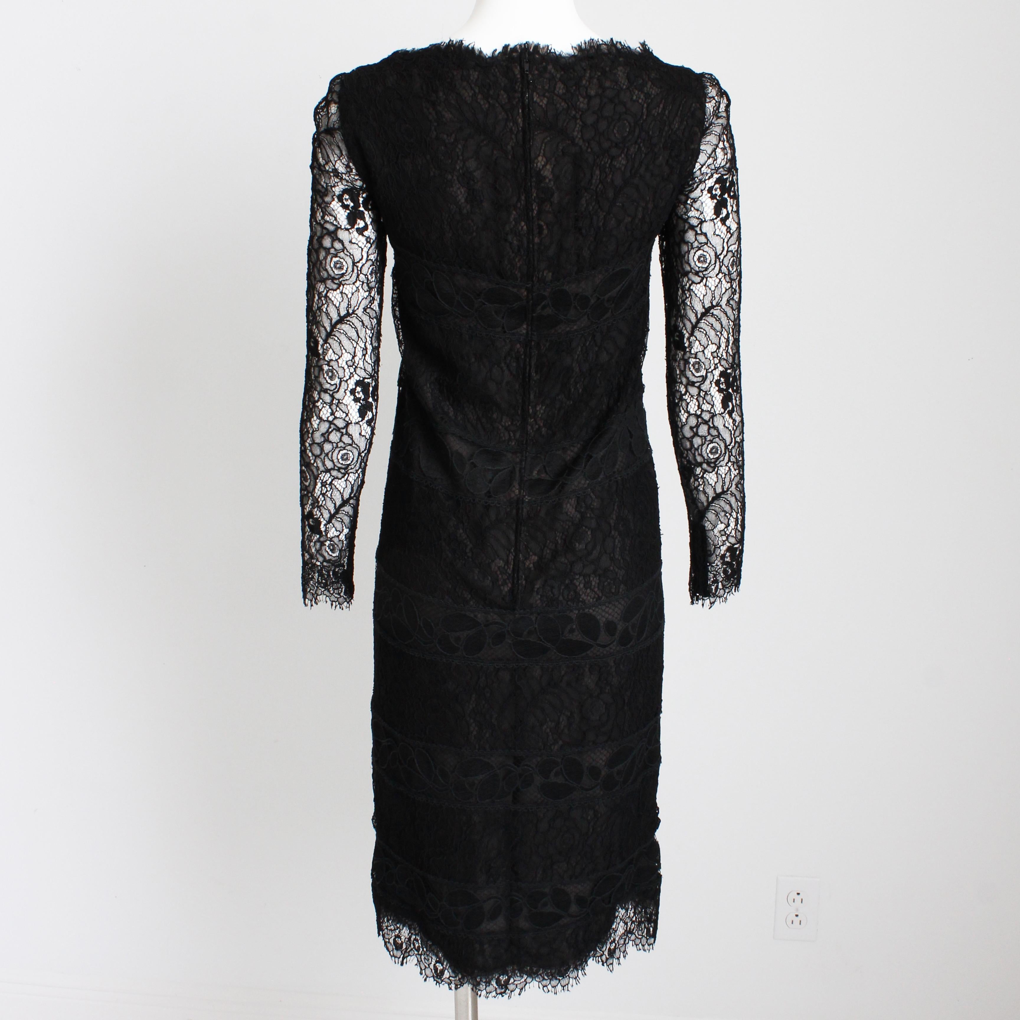Chanel Couture Cocktail Dress Black Silk Guipure Lace Floral Numbered Vintage  For Sale 4