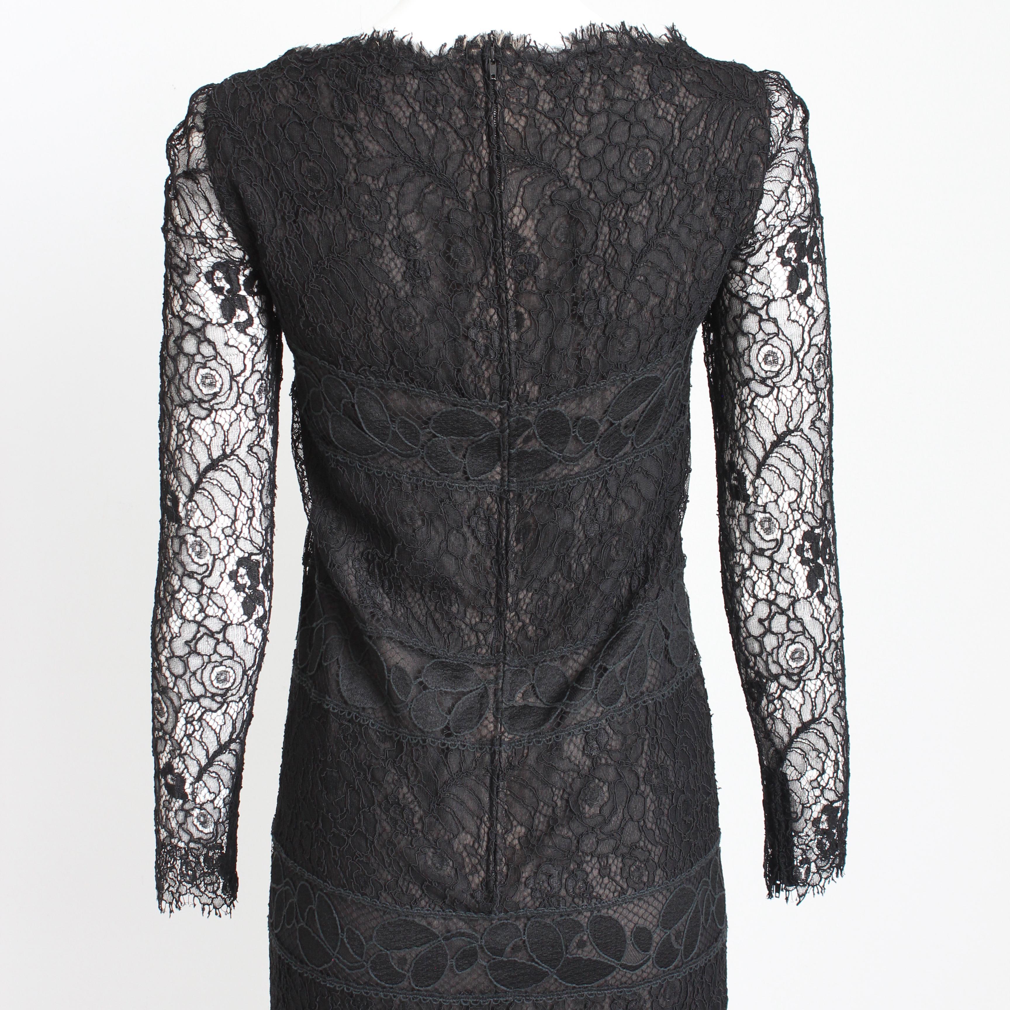 Chanel Couture Cocktail Dress Black Silk Guipure Lace Floral Numbered Vintage  For Sale 5