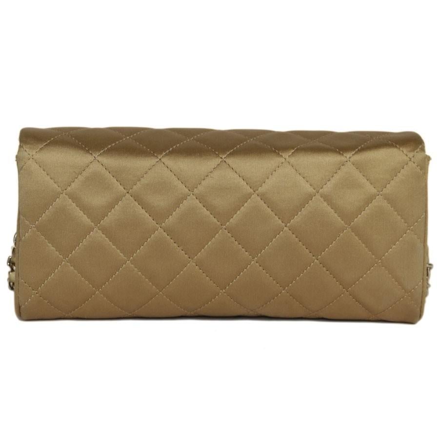Brown CHANEL Couture Evening Bag in Gold Silk Satin For Sale