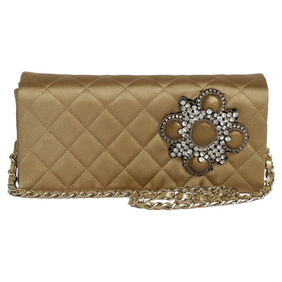 CHANEL Couture Evening Bag in Gold Silk Satin For Sale