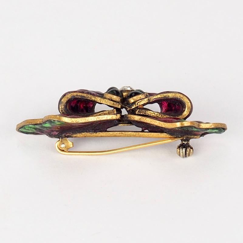 Chanel Couture Gripoix Poured Glass Bow Brooch In Good Condition For Sale In London, GB