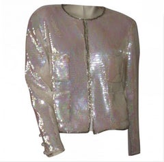 Chanel Couture Jacket in Pearly White Sequins
