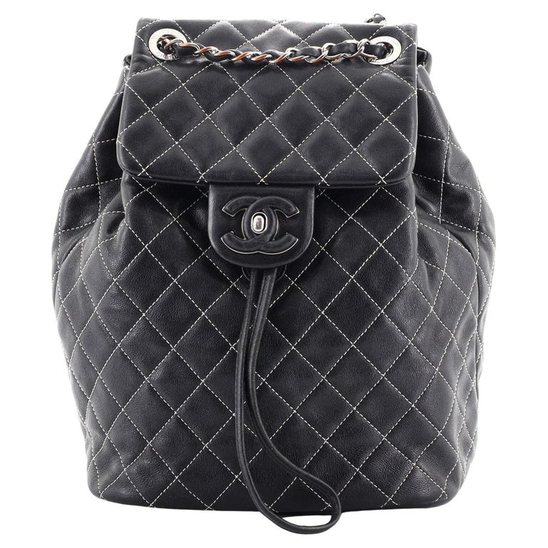 Chanel Covered CC Chain Backpack Stitched Lambskin Small For Sale at 1stDibs