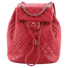 Chanel Covered CC Flap Drawstring Backpack Quilted Lambskin Small
