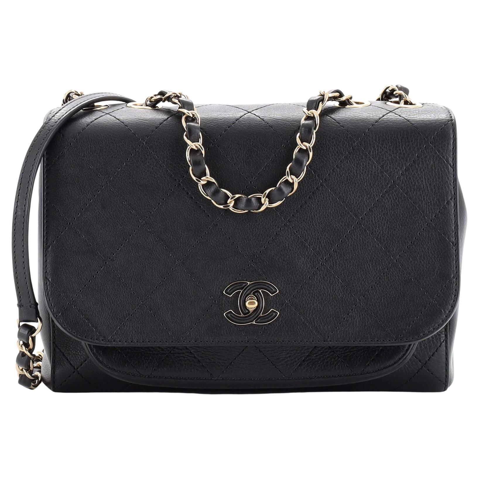 Chanel Coco Chevron Flap Bag Stitched Calfskin Medium at 1stDibs