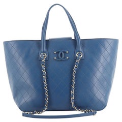 CHANEL Denim Large Deauville Tote Blue 499971