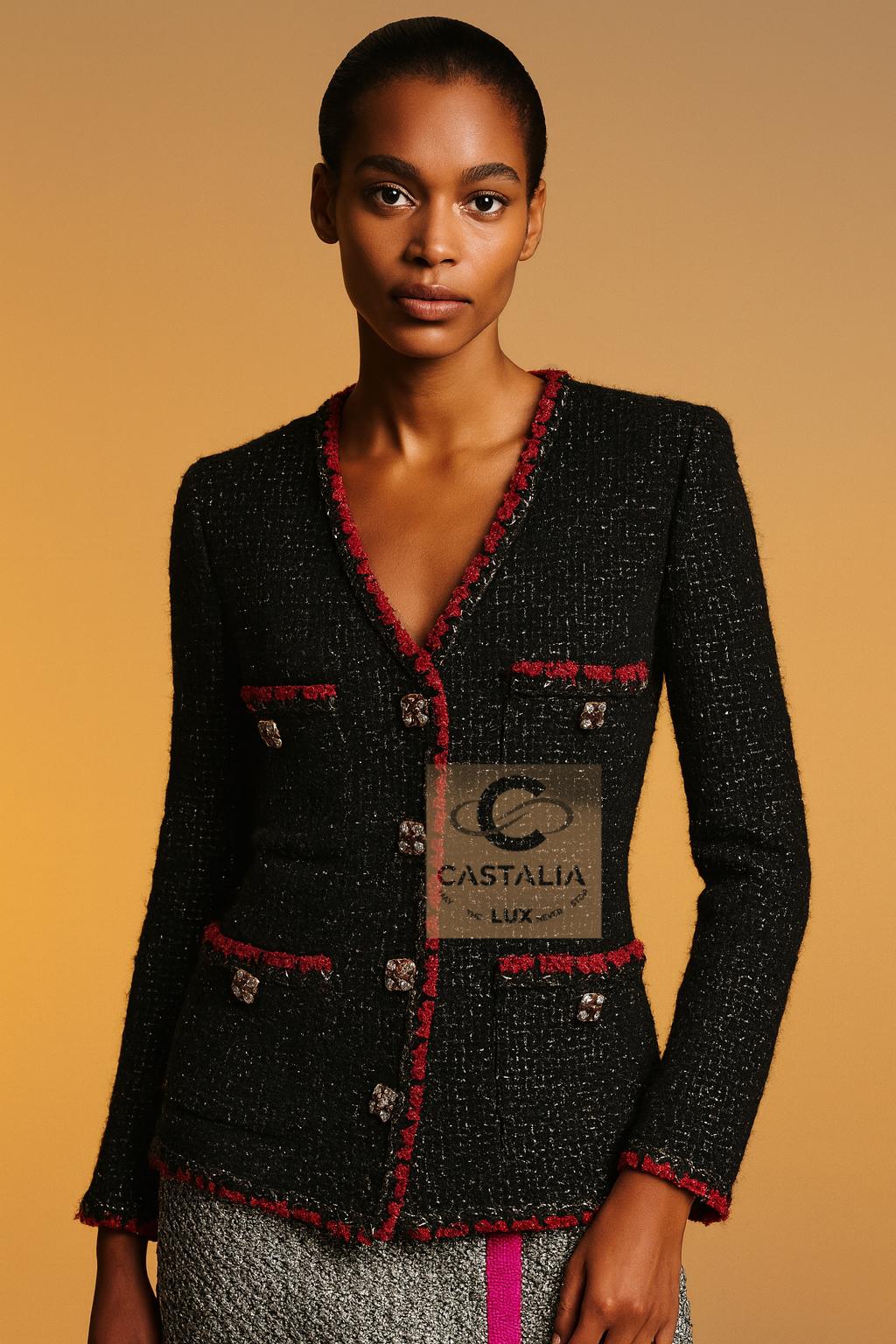 CHANEL Coveted Statement Black Tweed Jacket 38 FR For Sale 6