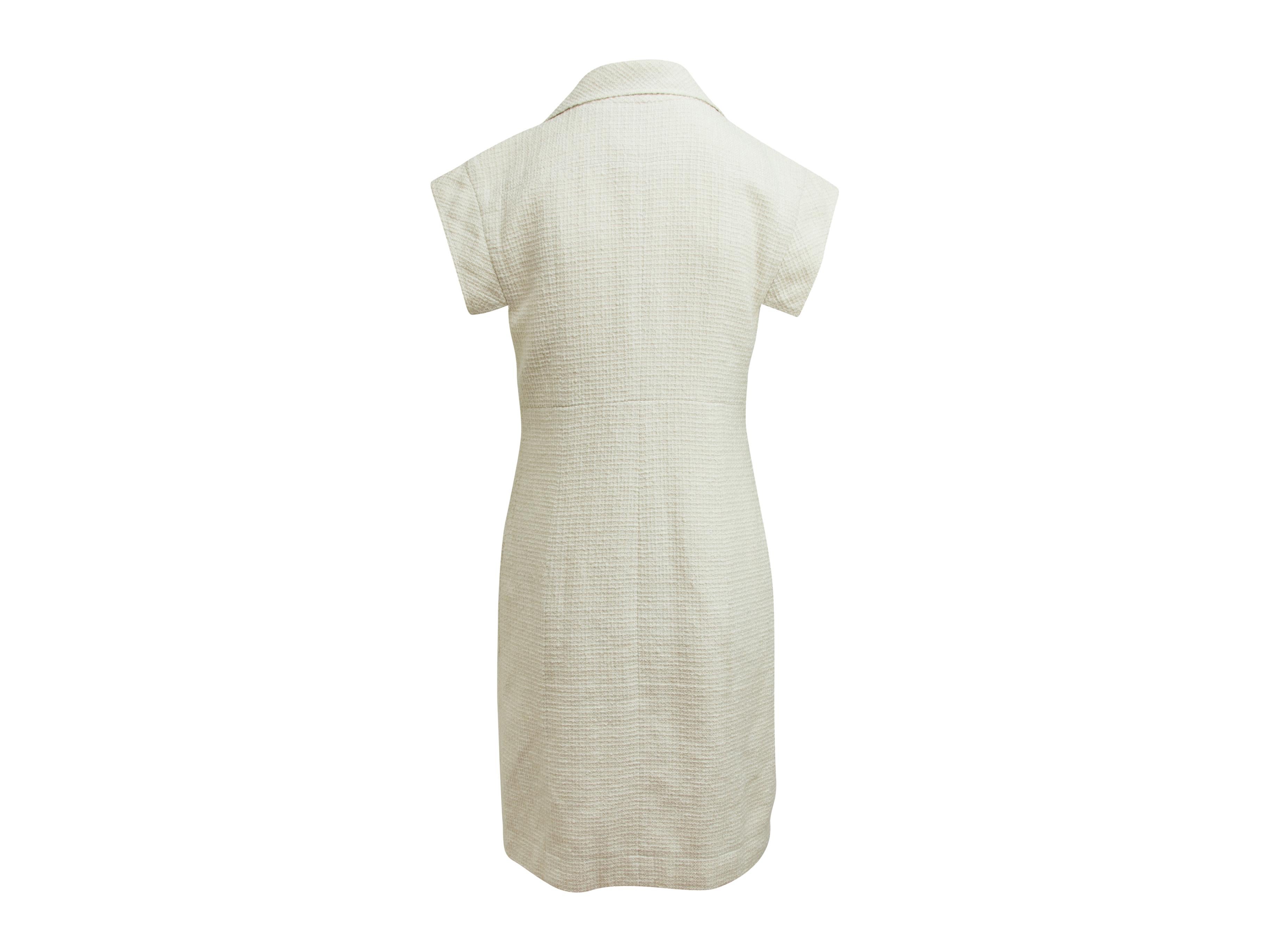 Beige Chanel Cream 2007 Cruise Collection Tweed Shift Dress